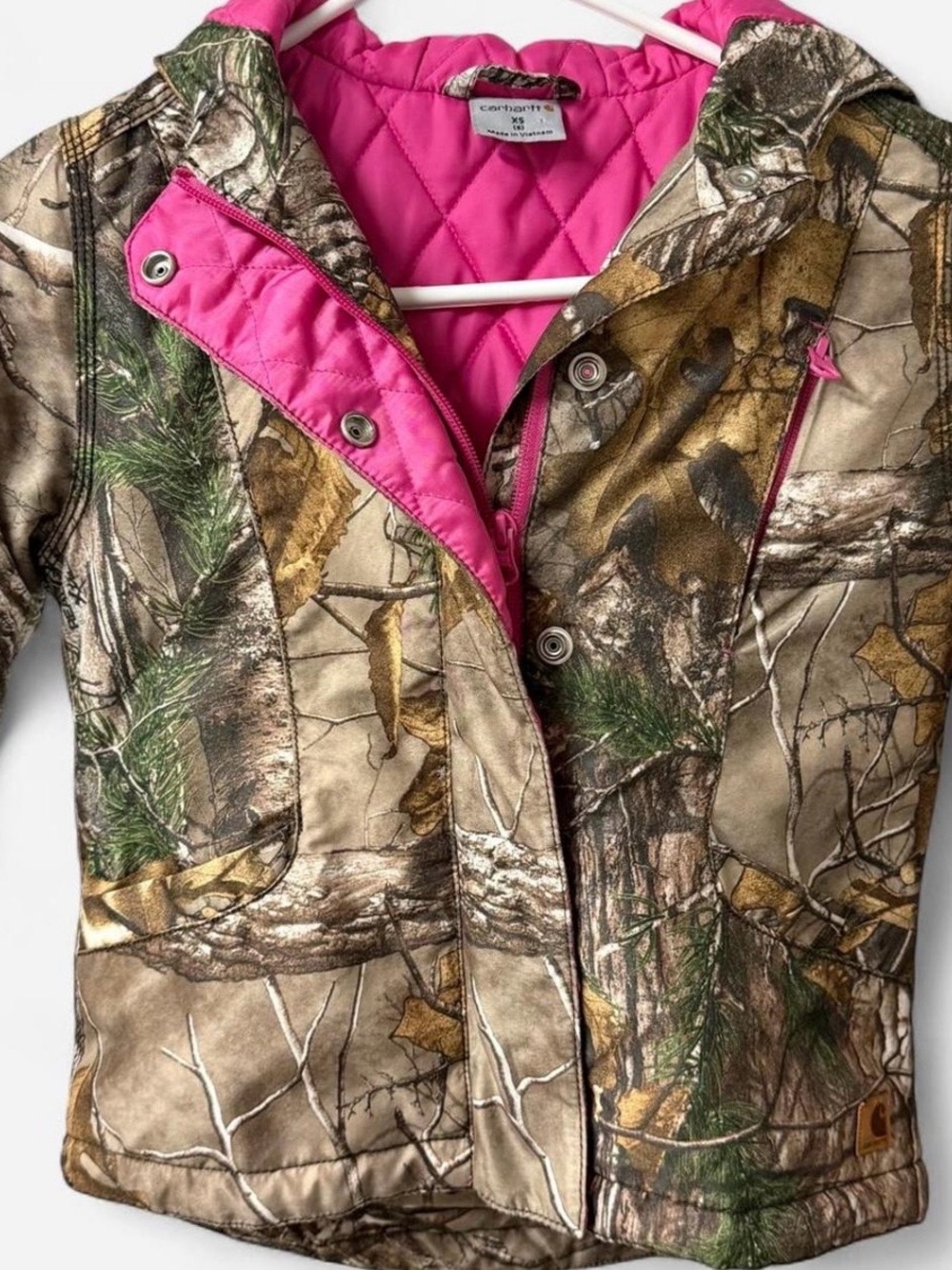 Carhartt Kids' Realtree Camo Jacket with Pink Lining Size 6 XS